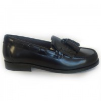 4970-P Nens Navy Leather Loafer with kilt tongue and tassels
